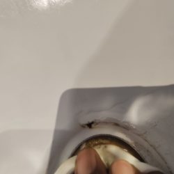 EB13 Corrected bath hole repair. After dismantling the plug and prper investigation